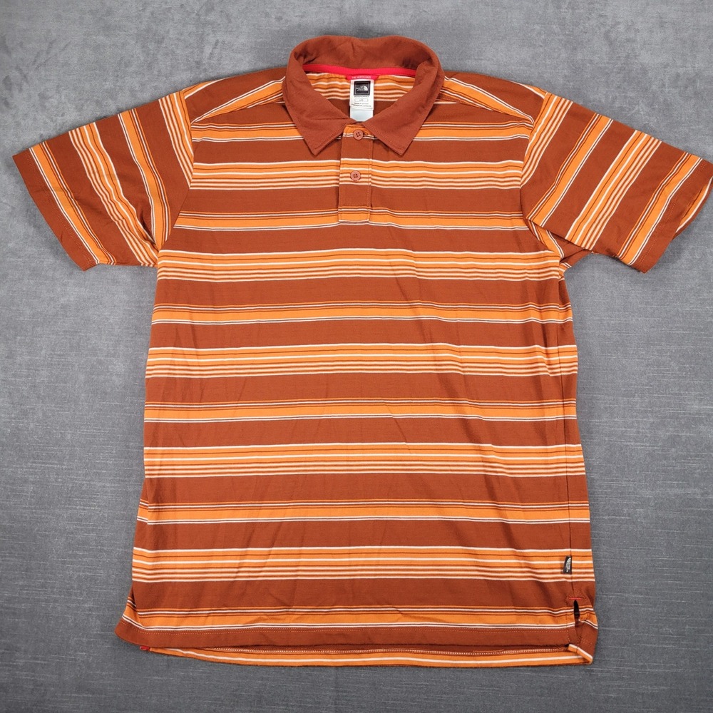 The North Face Retro Striped Polo Shirt Short Sleeve Casual Mens Large